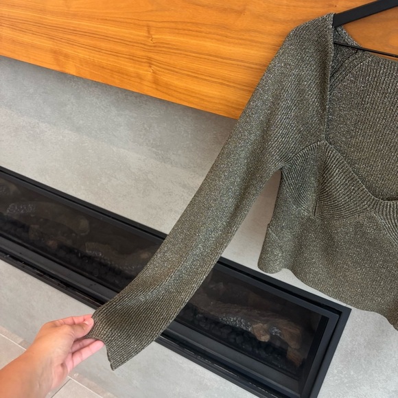 STAUD Cerro Long Sleeve Metallic Knit Sweater Top, Size L - Picture 8 of 12